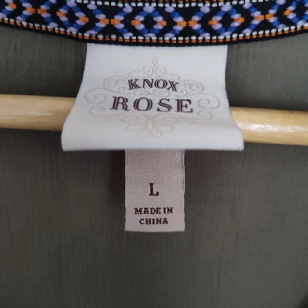 Knox Rose Khaki Olive Green Spring Top Size Large - Picture 3 of 4